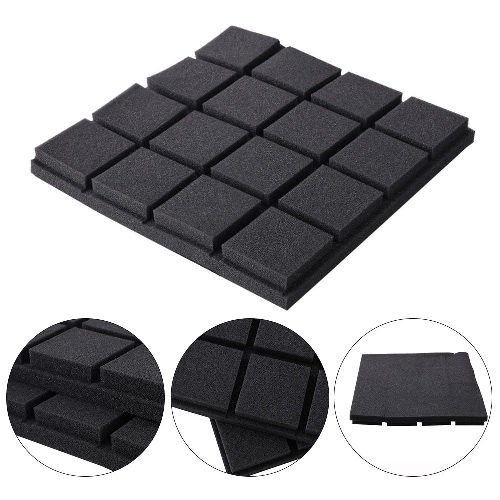 12 Black High-density Polyurethane Sound Insulation Foam Panels - Square Dust-free Sound Absorption Foam Panels, Suitable for KTV/recording Room/tympanum, Size 30 * 30 * 3cm