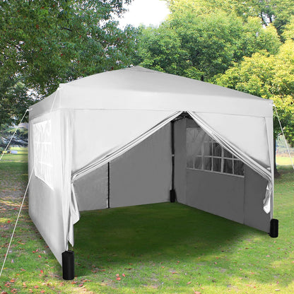 Pop-up Gazebo 3m x 3m with Sides & 4 Weight Bags & Silver Protective Layer Waterproof Marquee Canopy