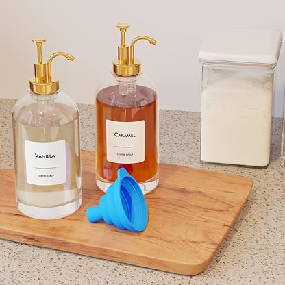 4pcs Oil Bottles, Pump Bottles, Coffee Bar Additions, Coffee Syrup Dispenser - Squeeze Bottles, Coffee Machine Supplies, Coffee Bar Syrup Pump Dispenser, Suitable for The Kitchen