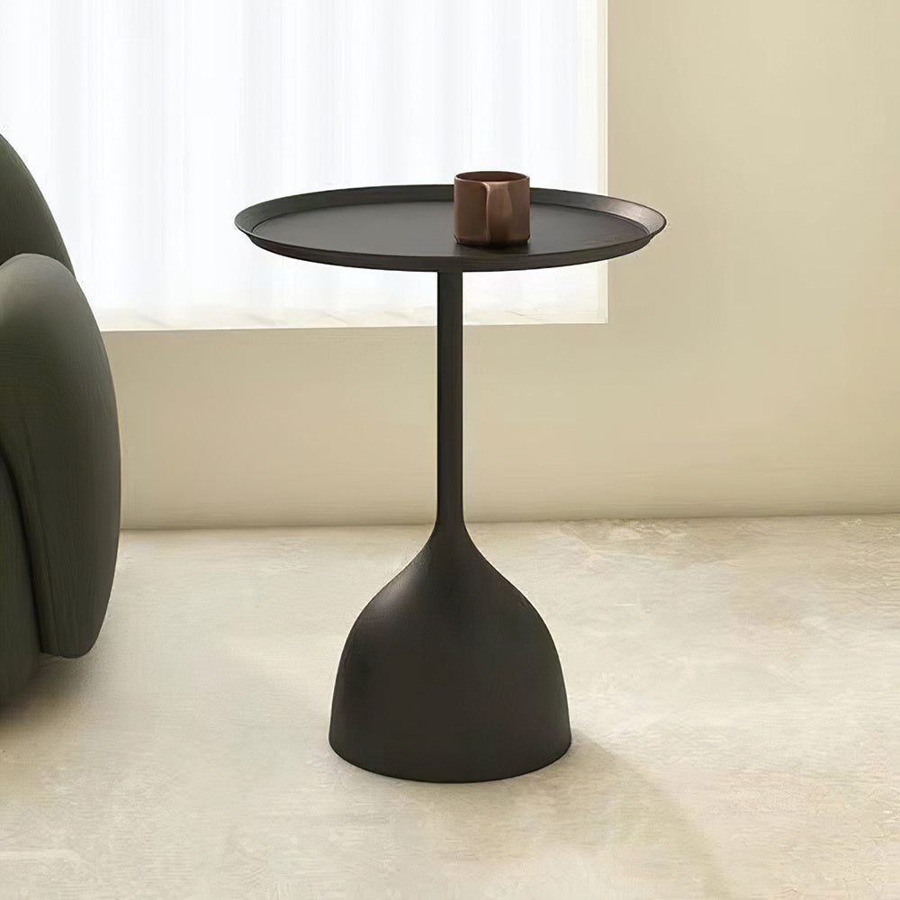 Dia.39cm Metal Round Coffee Table Outdoor Garden Table for Garden Terrace Balcony Living Room Black