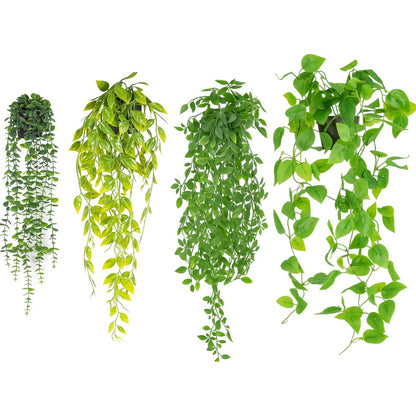 Artificial Hanging Plants Fake Ivy Vine with Pot Faux Greenery Hanging Basket for Indoor Outdoor Home Decor Wall Patio Office Shelf Room Decoration