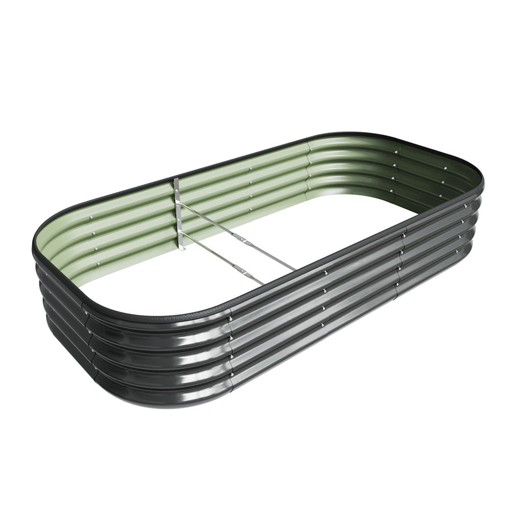 Galvanized Planter Garden Boxes Outdoor, Oval Large Metal Galvanized Raised Garden Bed for Vegetables, 2 Sizes 2 Colours Available