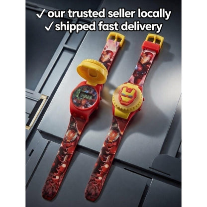 Marvel Kids Toys Light Up Watch for Boys & Girls – Hulk, Spider-Man, Iron Man & Captain America Toy Watch – Adjustable Watch Strap – Party Bag Fillers Kids – Fidget Toys – Toys for Boys Ages 3+