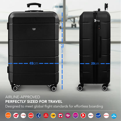 LUGG - Jetset 75x49x29cm Large Suitcase – Lightweight Hard Shell Luggage with TSA Lock – Water-Resistant ABS Spinner Suitcase – 4 Wheels Travel Bag- Midnight Blue (28 inch)
