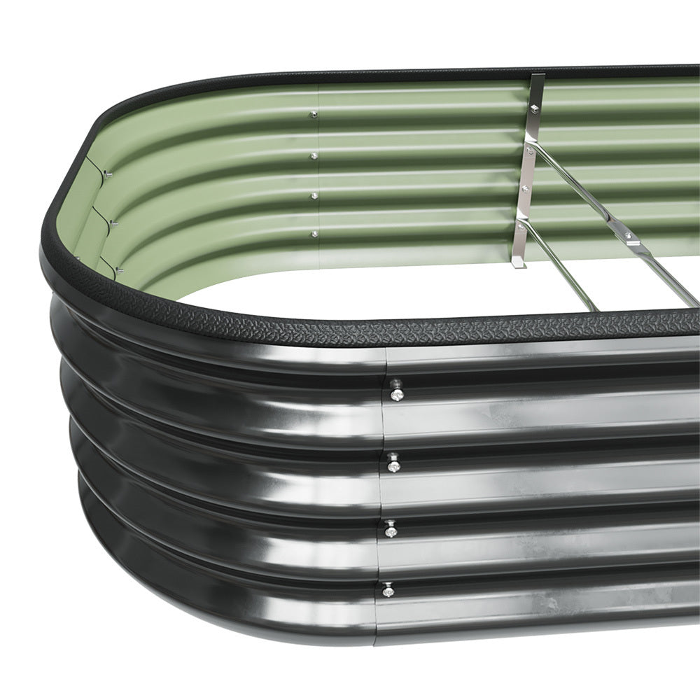 Galvanized Planter Garden Boxes Outdoor, Oval Large Metal Galvanized Raised Garden Bed for Vegetables, 2 Sizes 2 Colours Available