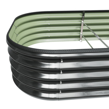 Galvanized Planter Garden Boxes Outdoor, Oval Large Metal Galvanized Raised Garden Bed for Vegetables, 2 Sizes 2 Colours Available