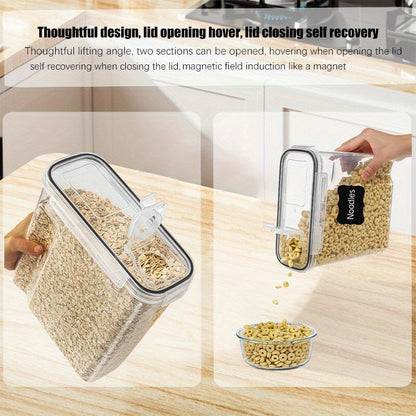 4L Or 2.5L, Leak-Resistant, And Reusable Food Storage Jars with Lids, (4 Jars And 4 Lids Included)Designed for Portability And Stacking, Suitable for Cereals, Snacks, Tea, And Pasta, Includes Labels And Markers, Ideal for Kitchen Use