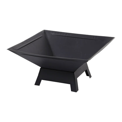 Taylor & Brown Square Fire Pit with BBQ Grill Heater Outdoor Garden Black Barbeque Metal Brazier Patio Decor Firepit Stove Portable Heat Mesh Cover for Camping or Picnics