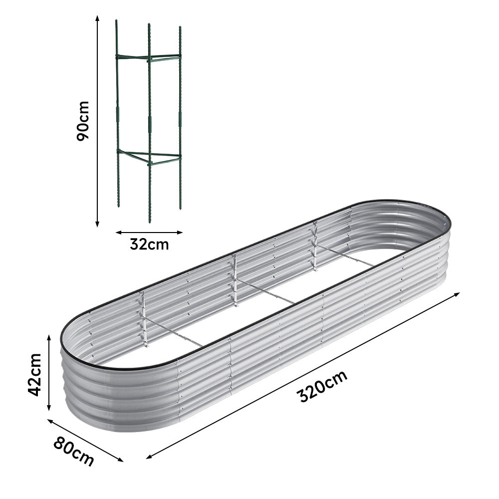 Extra Large Raised Beds for Garden, Oval Planter Box with Plant Climbing Frame, Outdoor Raised Planters for Vegetables, Flowers & Herbs, Bottomless Metal Garden Bed
