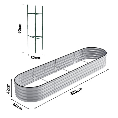Extra Large Raised Beds for Garden, Oval Planter Box with Plant Climbing Frame, Outdoor Raised Planters for Vegetables, Flowers & Herbs, Bottomless Metal Garden Bed