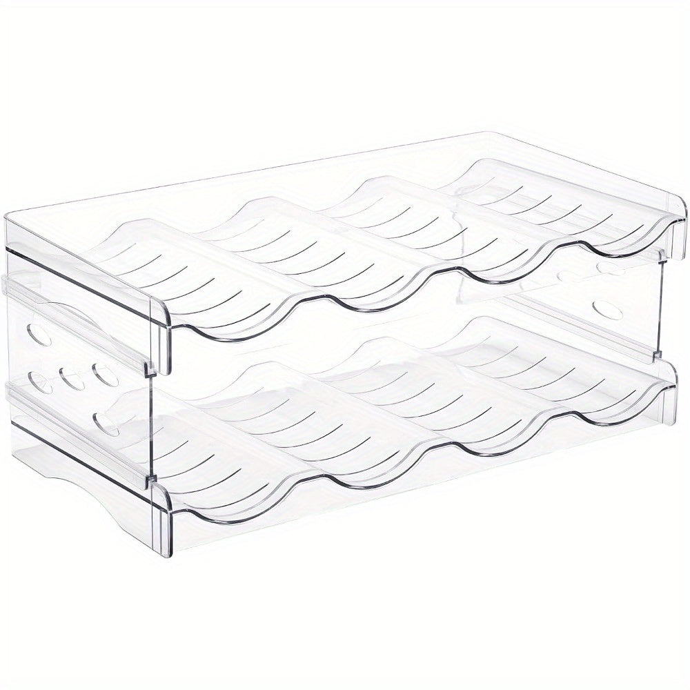 Stackable 2 Tier Water Bottle Holder 4 Bottles Per Tier Clear Plastic fridge Bottle Rack Wine Racks for Cabinet Fridge Pantry Freezer Space Saving Kitchen Storage Organisers