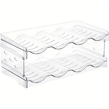 Stackable 2 Tier Water Bottle Holder 4 Bottles Per Tier Clear Plastic fridge Bottle Rack Wine Racks for Cabinet Fridge Pantry Freezer Space Saving Kitchen Storage Organisers
