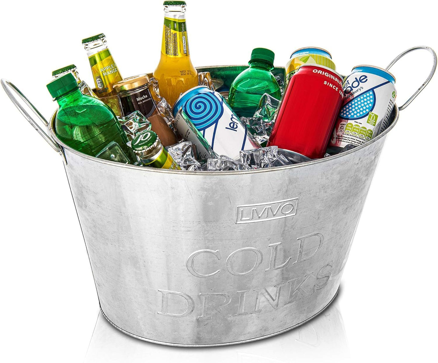 LIVIVO Galvanised Steel 24L Drinks Ice Cool Bucket with Handles - Great for Parties, BBQs and Bars Cooling Bottles, Cans of Beer or Soft Drinks