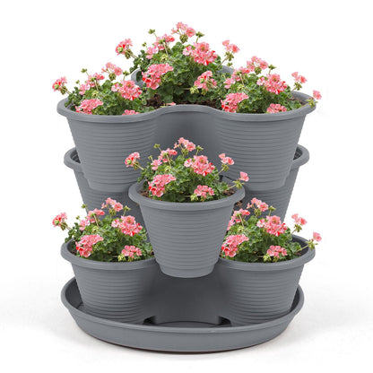 3 Tier Stackable Vertical Planter, Indoor Outdoor Plant Pot, Strawberry Planter, Herb Garden Planter, Vegetable Growing Tower, Flower Pot for Home Garden, Space-Saving Design, Durable Plant Container, Ideal for Small Spaces, Vertical Gardening Solution, M