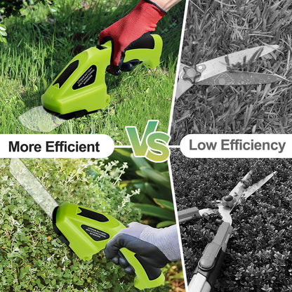 Machine Only Cordless Hedge & Grass Trimmer, Portable 2-in-1 Electric Handheld Hedge Trimmer & Pruner, Handheld Garden Tool Easy to Use for Professionals and Homeowners, Hedge Trimmer Electric, Home Gardening Tool, Comfortable Grip Handle, Durable Constru