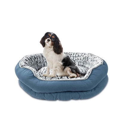 Plush Donut Dog Bed Mat Non-Slip Machine Washable – Faux Fur Self-Warming Pet Bed with Raised Edges | Small Medium Large Breeds | 3 Sizes 55x45 68x55 80x65cm | Cats & Dogs | UK