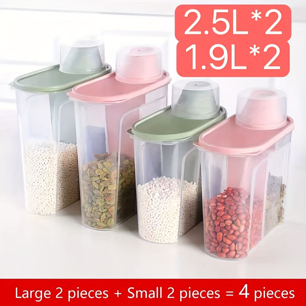 Cereal Storage Container with Airtight, Plastic, 4 Pack, 2pcs Large + 2pcs Small
