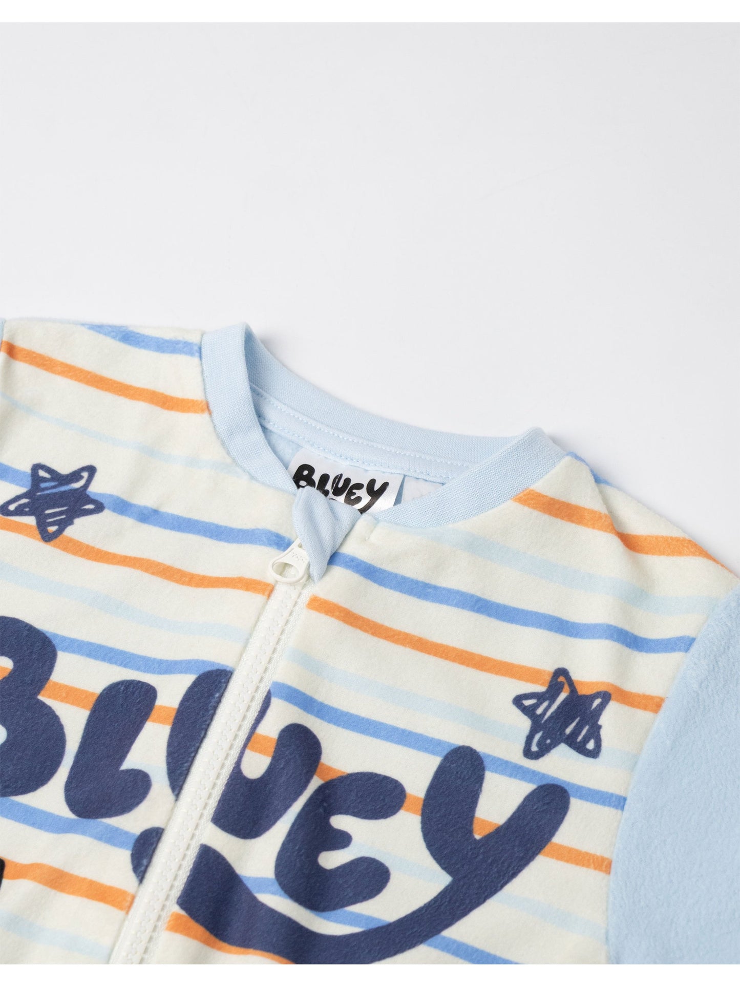 Bluey Boys Blue Striped Onesie | Long Sleeve Zip-Up Sleepwear with Bluey & Bingo Characters | Microfleece Loungewear for Bedtime & Relaxing | Kids Cartoon Pyjamas | Bluey Merch - 3-4 Years