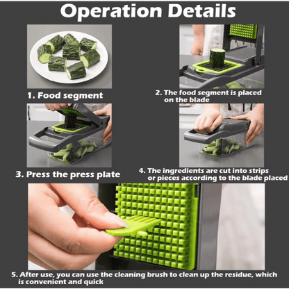 15-in-1 Multifunctional Vegetable and Onion Chopper, Multifunctional Food Grade Cutting Machine with Drain Basket, Carrot and Garlic Chopper with Container - Ideal for Home and Restaurant Use, Kitchen Essentials|Modern Kitchen Tool|Durable Plastic Constru