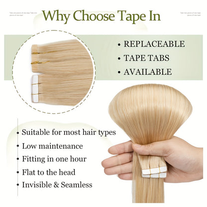 50g/pack 20pcs Tape In Real Human Hair Extensions Brazilian Human Hair Tape In Extensions Straight Skin Weft Remy Seamless Design Human Hair Extensions for Women 35.56-60.96 cm Date Gift Cosplay