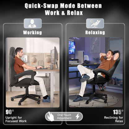 High-Back Gaming Chair with Lumbar Cushion & Headrest – Height Adjustable 90°-155° Reclining Office Computer Chair for Adults 130kg Capacity 10 Colours