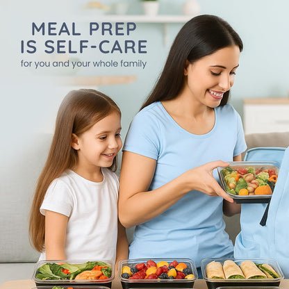 10/20pcs Meal Prep Containers with Lids, Reusable Food Storage Boxes, 1 & 2 Compartment Lunch Boxes, Stackable Plastic Takeaway Containers, Microwave Freezer Dishwasher Safe, Bento Lunch Box Set