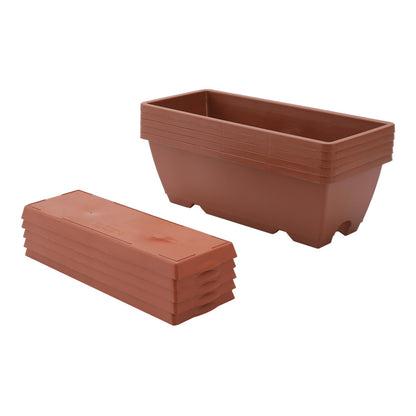 5pcs Balcony Vegetable Basin, Long Strip Horon Basin, Outdoor Creative Plastic Vegetable Planting Box, Available in White, Gray, Dark Green And Brick Red. Available Sizes: L42.5*W17*H14Cm/L49.5*W19*H*14Cm