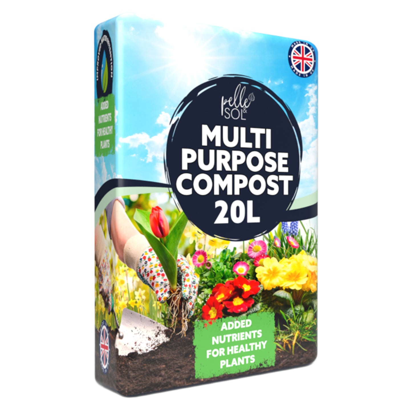 Pelle & Sol 10/20/40/50/60Ltr Multi Purpose Compost - Compost for Outdoor Plants & Soil for Plants Indoors - Potting Soil for Pots Plants Outdoor - All Purpose Nutrient Rich Fertiliser, Houseplant Potting Mix