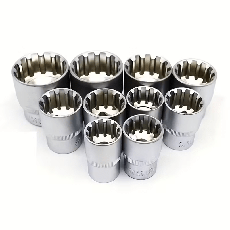 19-Piece Spline Socket Set, 1/2Drive Metric 8-32mm 12-Point Cr-V Socket Kit, High-Hardness Universal Spline Wrench Set for Automotive, Mechanical Repair