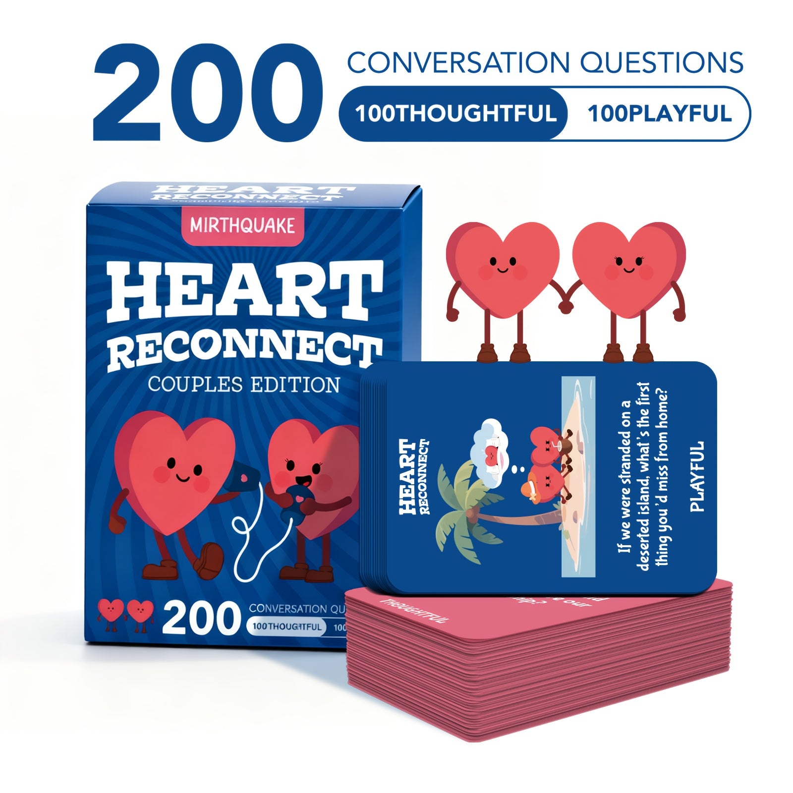 Couple Conversation Cards 200 Questions – Date Night & Travel Card Game | 100 Thoughtful & 100 Playful Prompts | Valentine Anniversary Gift
