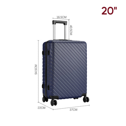 20" Suitcase Lightweight 4 Wheel Spinner Hard Shell ABS Luggage Hold Check in Travel Case Cabin Suitcase Carry On Suitcase, Hard Shell Suitcase with 4 Wheels Cabin Luggage Blue B