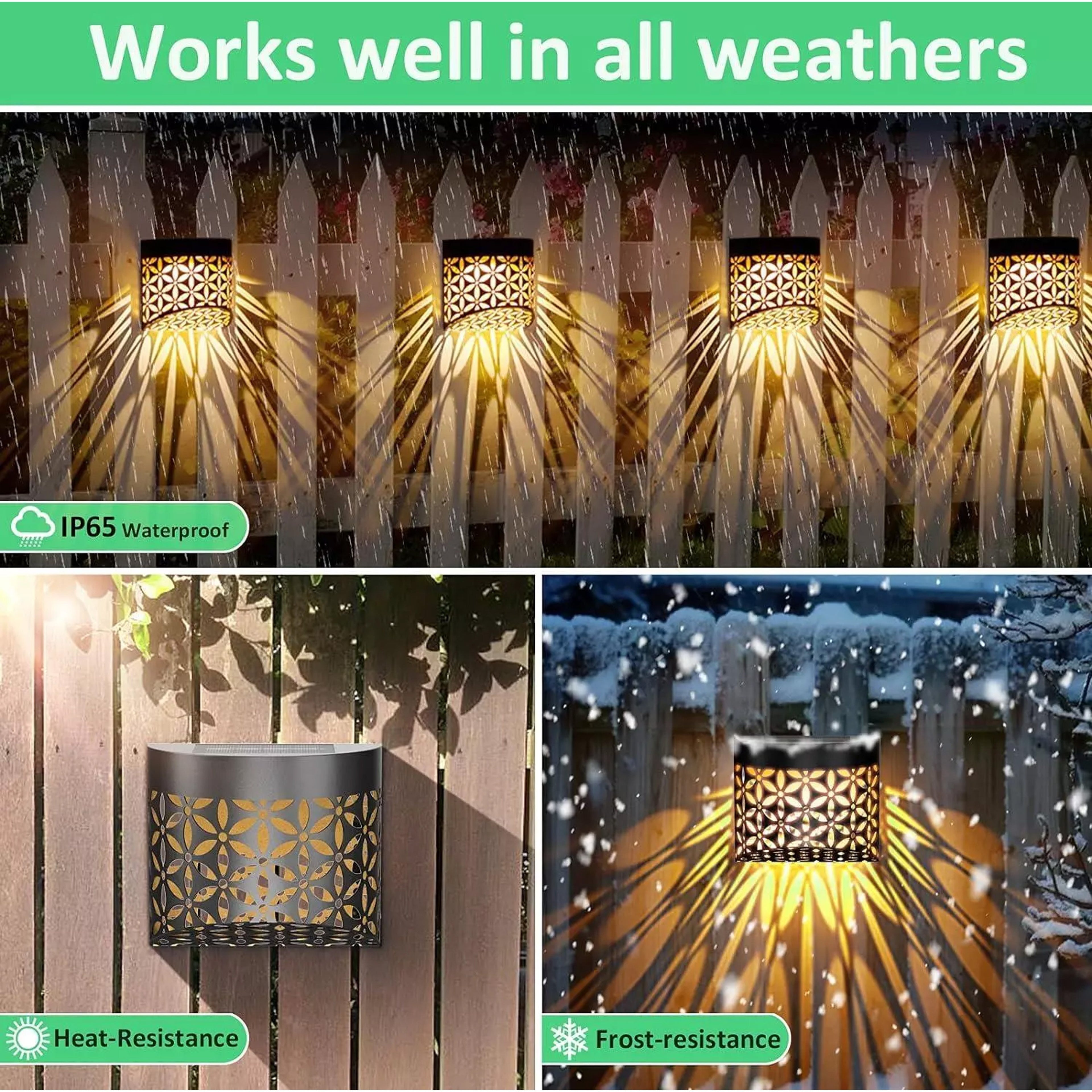 Petal Solar Fence Lights - 4 Pack Outdoor Wall Set