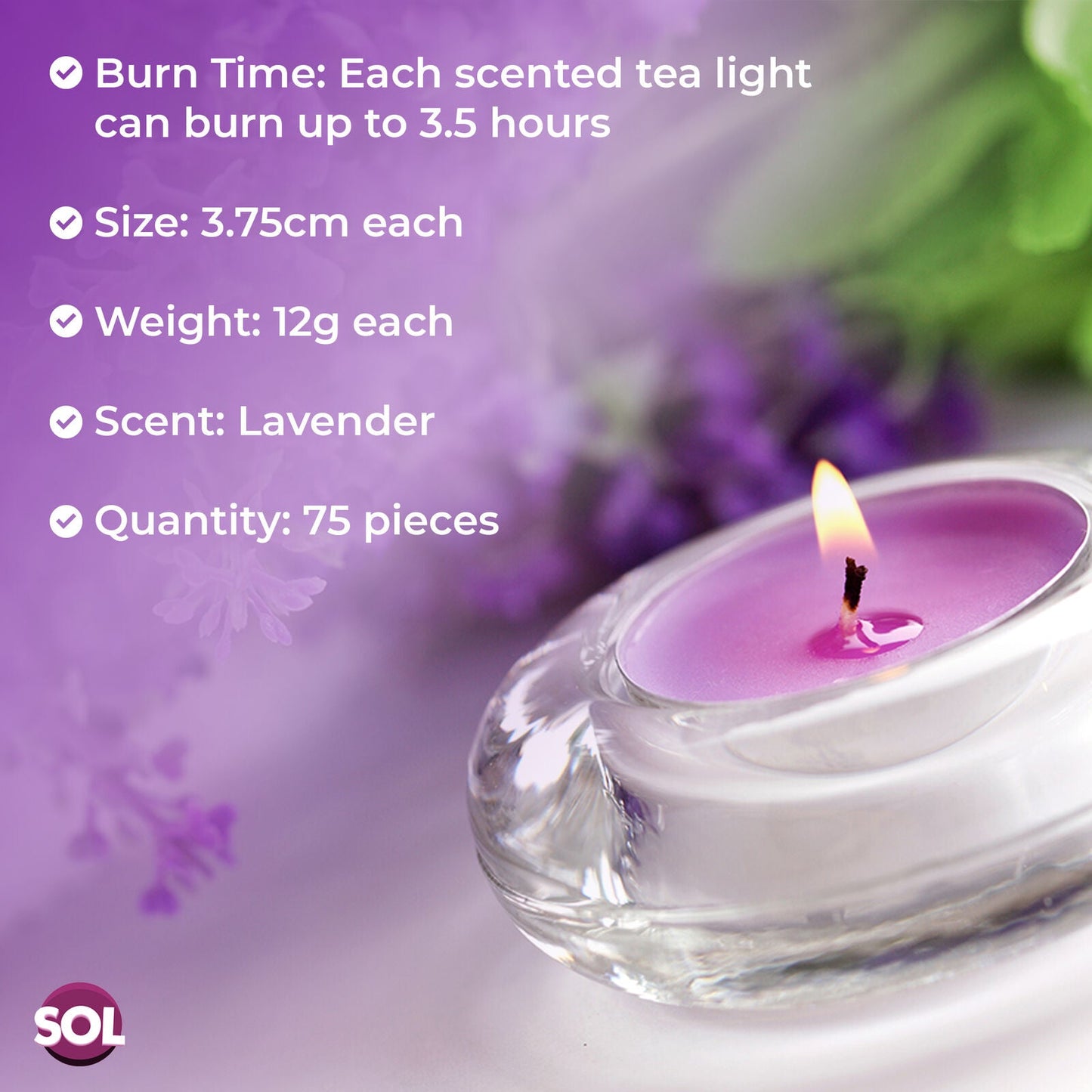 75 Pack Scented Tea Light Candles | Assorted Tealights with 5 Fragrances (Vanilla, Fresh Berries, Peach, Mountain Spring, Lavender) | 4 Hour Burn | Decorative Home & Gift Candle Set