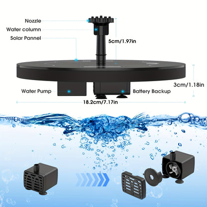 Solar Fountain Pump with 6 Nozzles - Solar Powered, Easy to Install, Suitable for Bird Baths, Gardens, Pond Decoration, Outdoor And Fish Tanks (Automatic)