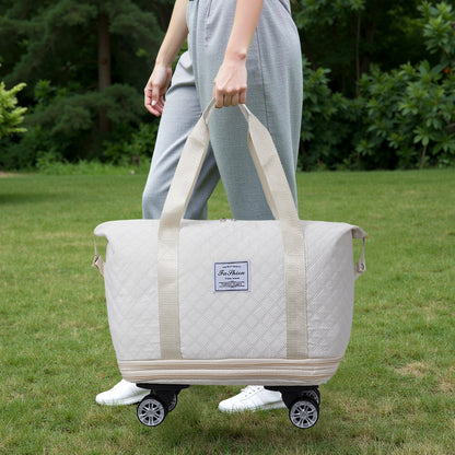 Travel Bag, Multifunctional Luggage Bag, Expandable Luggage Suitcase, Carry on Bag, Rolling Duffle Bag with Detachable Wheels, Travel Essentials Bag, Large Capacity with Zipper Closure, Ideal for Fitness, Yoga, and Everyday
