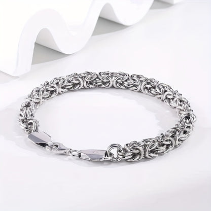 925 Sterling Silver Fashionable Hip Hop Byzantine Bracelet, Handcrafted Solid Cut Braided Bracelet for Both Men And Women - Chic And Long-Lasting Design - Made of Sterling Silver - Ideal Gift for Any Occasion (Includes Gift Box)