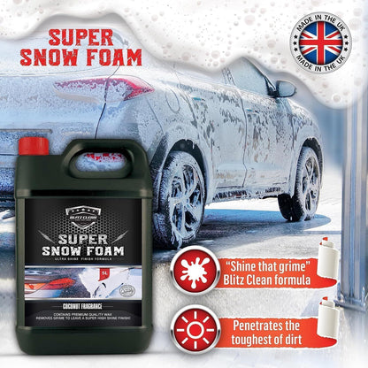 Snow Foam Plus 2L Pump up Snow Cannon Full Kit Inc Mitt & Drying Cloth Wash Detailing Valeting Kit For Car Van Caravan 5L Super Thick Pre Wash Pressurised Snow Cannon Lance