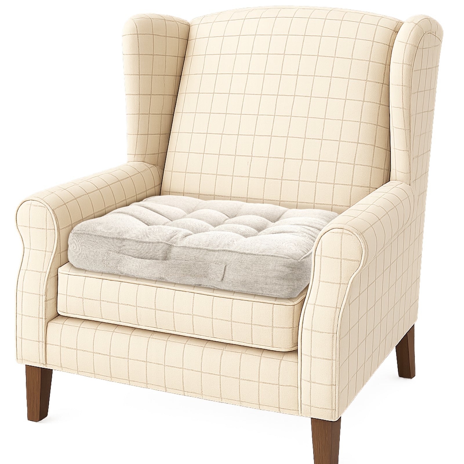 Chair Cushion with Tufted Handle Strap 46x46x10cm Comfortable - Cream option