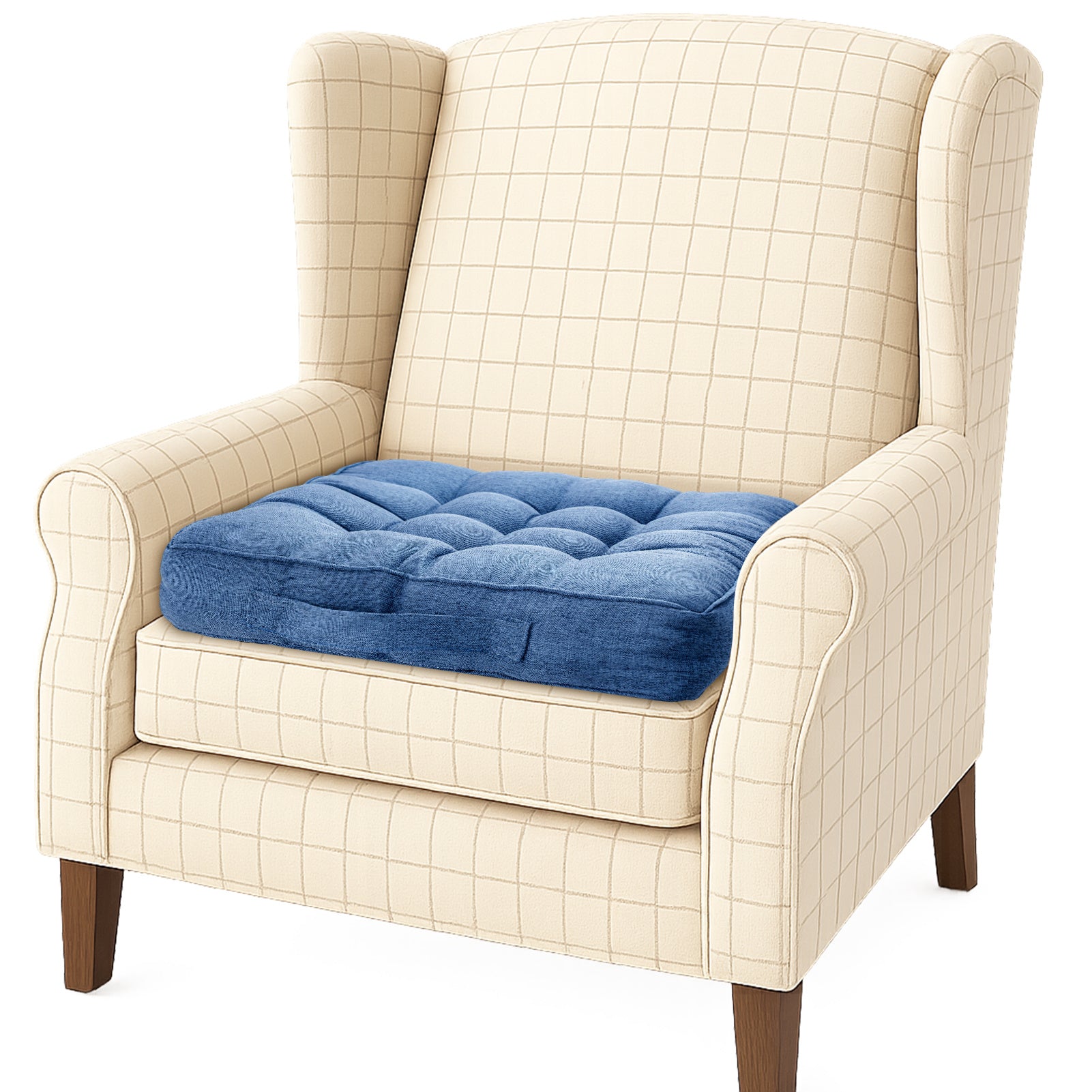 Chair Cushion with Tufted Handle Strap 46x46x10cm Comfortable - Navy Blue option