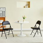 Chair with Foldable, Leather, 2 Chair, Faux Leather Folding Chairs Padded Seats - Black option