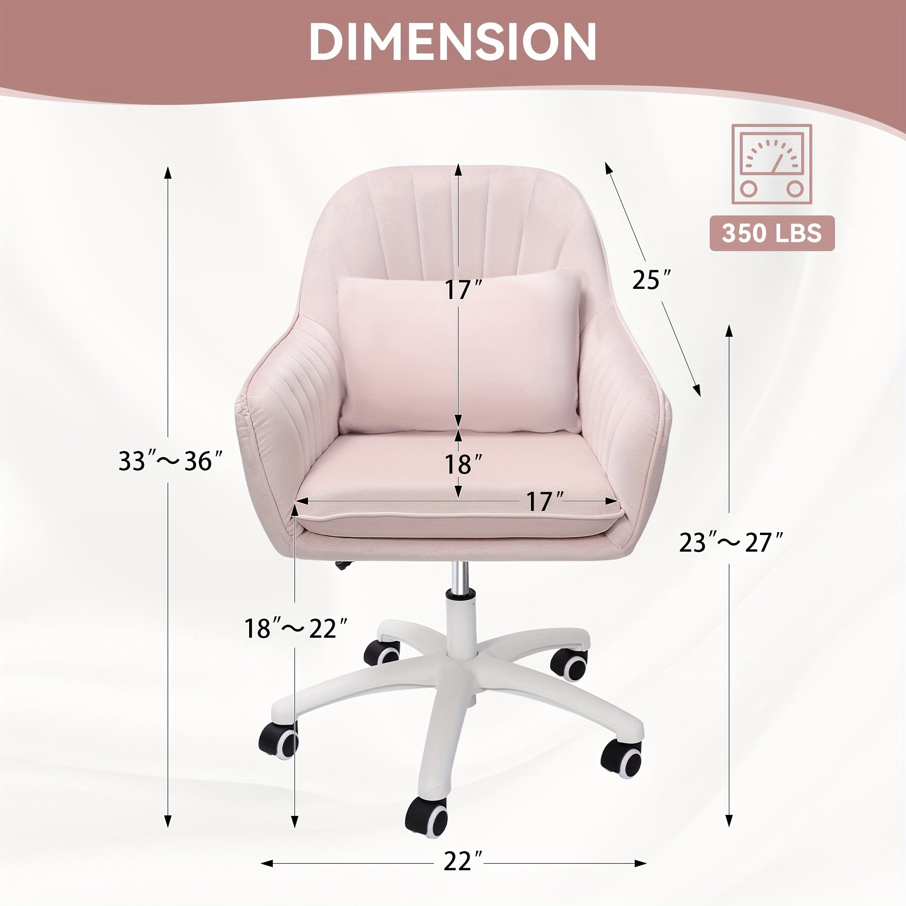 Chair with Velvet Swivel Desk Height-Adjustable Seat - product gallery image 3