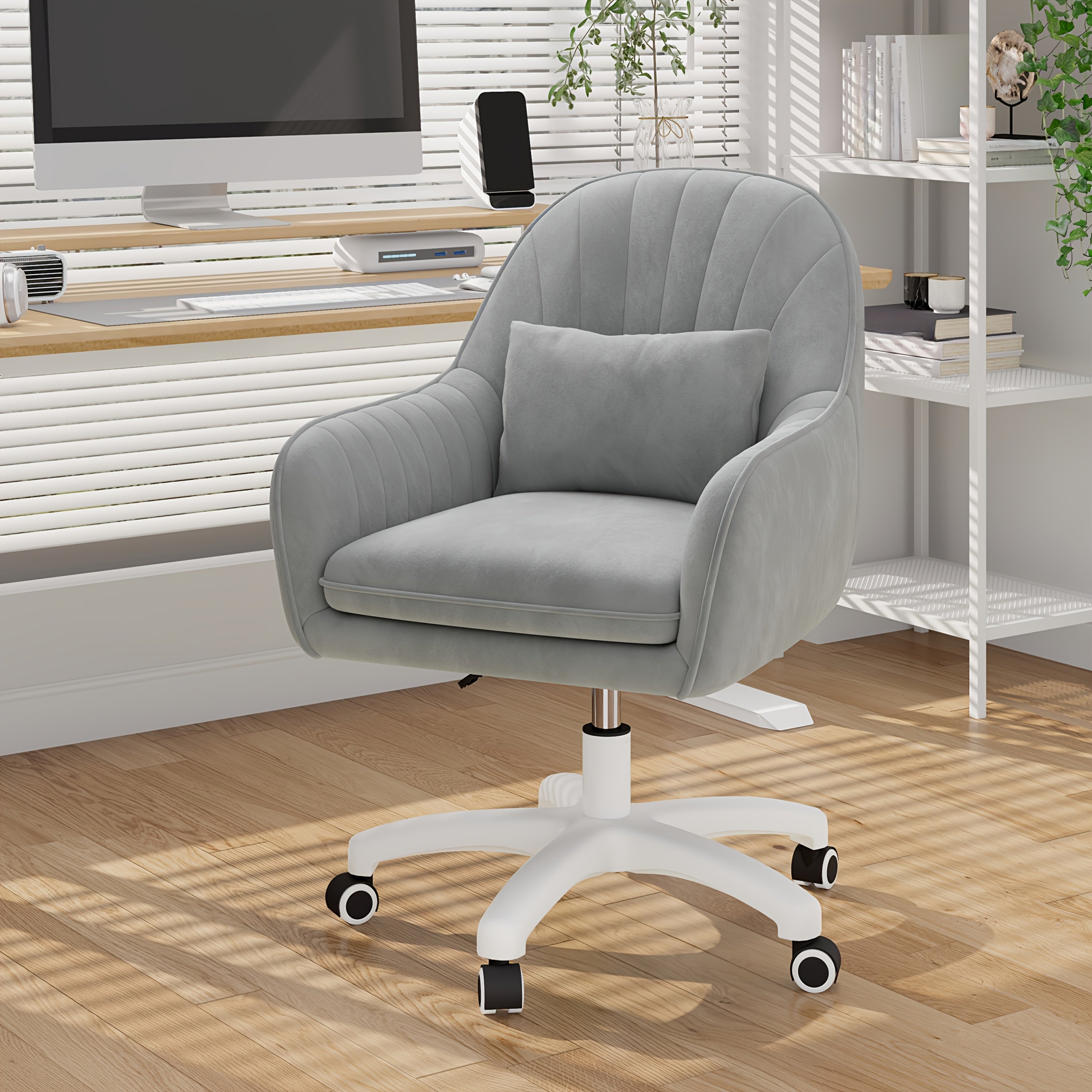 Chair with Velvet Swivel Desk Height-Adjustable Seat - Grey option