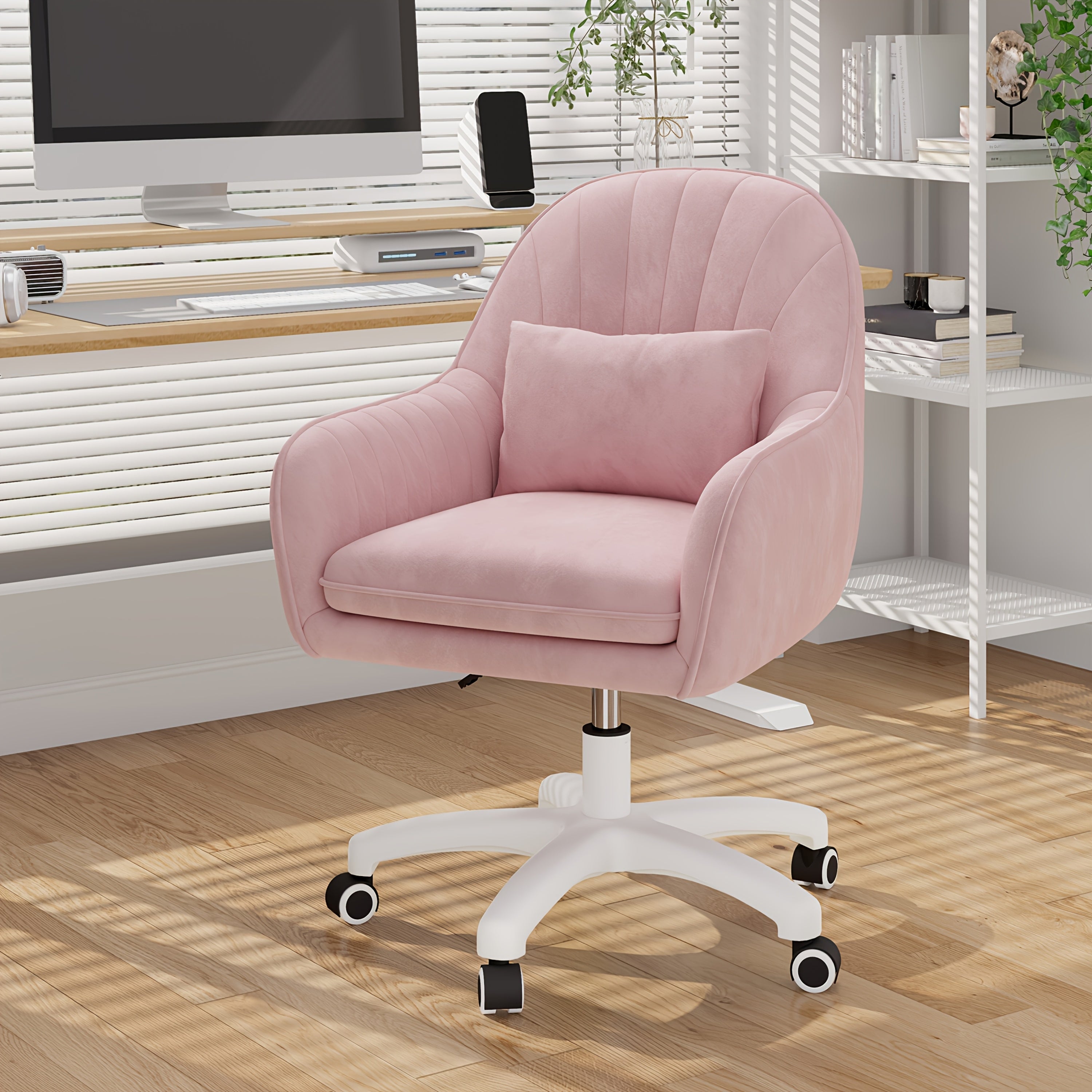 Chair with Velvet Swivel Desk Height-Adjustable Seat
