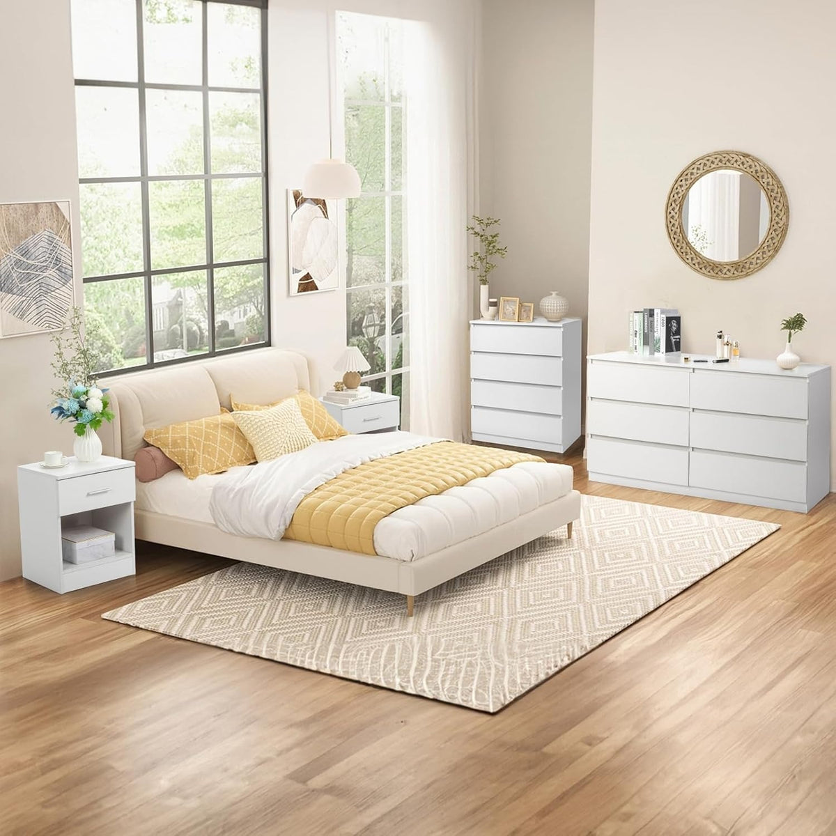 Chest of Drawers with 7.5kg, Wood, 4-Drawer Slim No-Handle Bedroom Dresser - product gallery image 18