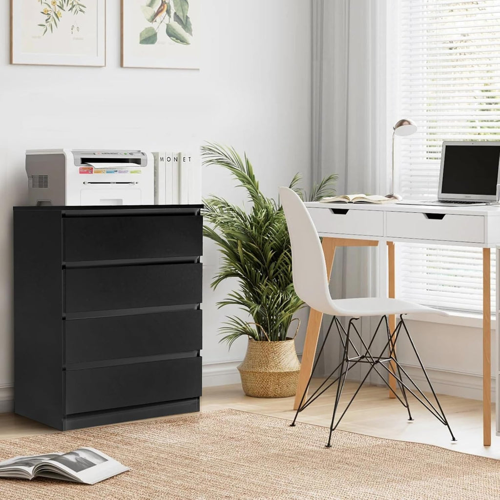 Chest of Drawers with 7.5kg, Wood, 4-Drawer Slim No-Handle Bedroom Dresser - product gallery image 4