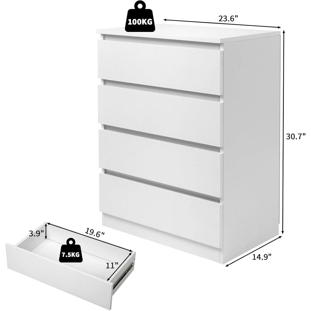 Chest of Drawers with 7.5kg, Wood, 4-Drawer Slim No-Handle Bedroom Dresser - product gallery image 7
