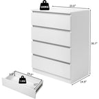Chest of Drawers with 7.5kg, Wood, 4-Drawer Slim No-Handle Bedroom Dresser - product gallery image 7