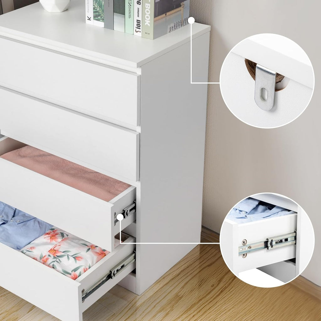Chest of Drawers with 7.5kg, Wood, 4-Drawer Slim No-Handle Bedroom Dresser - product gallery image 9