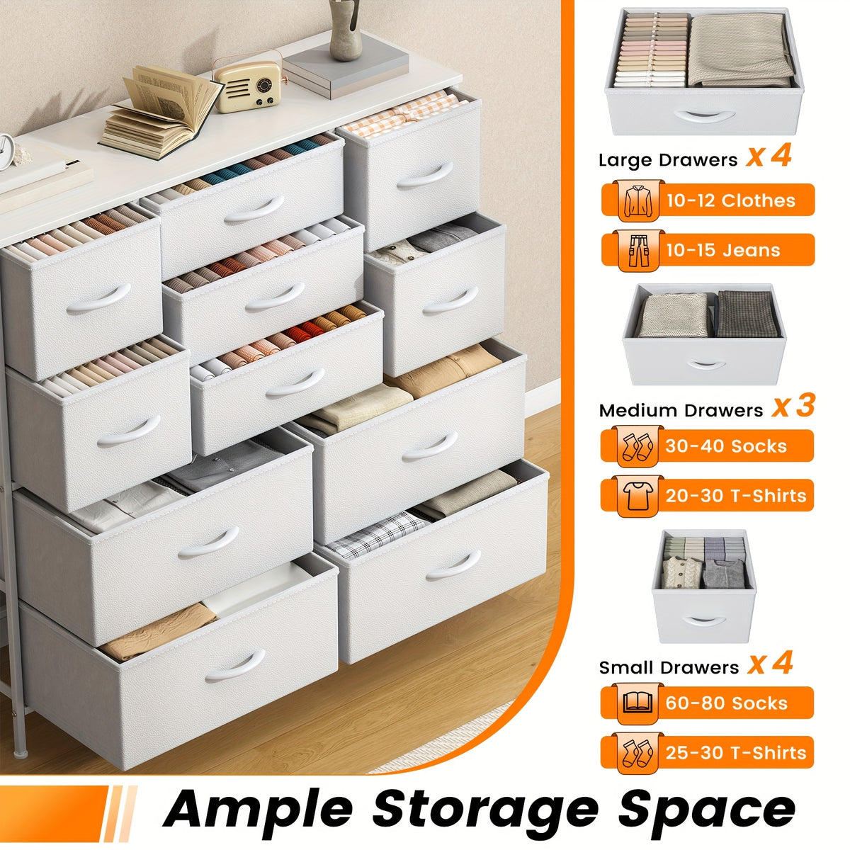 Chest of Drawers with Easy Assembly, 68cm, Metal, 11 Drawers - product gallery image 4