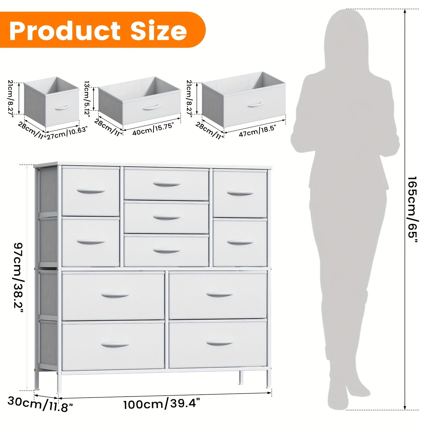 Chest of Drawers with Easy Assembly, 68cm, Metal, 11 Drawers - product gallery image 8